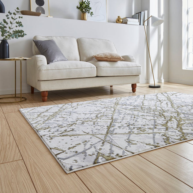 Artemis B8403A Modern Abstract Marble Metallic Shimmer Textured High-Density Soft-Touch Silver/Gold/Cream Rug-Think Rugs-Rug Love - The Most Loved Rug Store