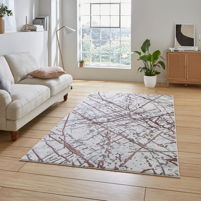 Artemis B8403A Modern Abstract Marble Metallic Shimmer Textured High-Density Soft-Touch Silver/Pink/Cream Rug-Think Rugs-Rug Love - The Most Loved Rug Store
