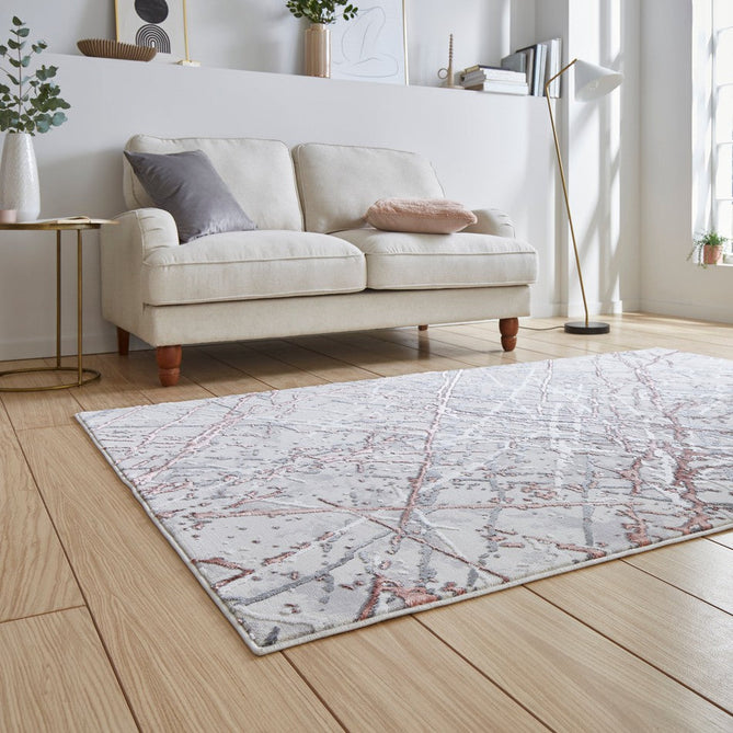 Artemis B8403A Modern Abstract Marble Metallic Shimmer Textured High-Density Soft-Touch Silver/Pink/Cream Rug-Think Rugs-Rug Love - The Most Loved Rug Store