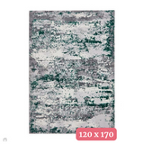 Artemis B9289A Modern Abstract Marbled Metallic Shimmer Textured High-Density Soft-Touch Grey/Green/Cream Rug 120 x 170 cm