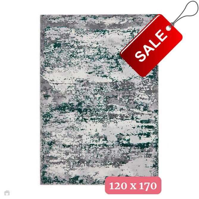 Artemis B9289A Modern Abstract Marbled Metallic Shimmer Textured High-Density Soft-Touch Grey/Green/Cream Rug 120 x 170 cm-Shop Returns-Rug Love - The Most Loved Rug Store
