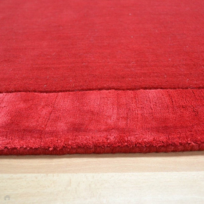 Ascot Modern Plain Hand-Woven Wool Centred Loop Pile Metallic Shimmer Wide Viscose Border Crimson Red/Ruby Red Rug-Asiatic Carpets-Rug Love - The Most Loved Rug Store