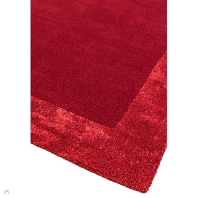 Ascot Modern Plain Hand-Woven Wool Centred Loop Pile Metallic Shimmer Wide Viscose Border Crimson Red/Ruby Red Rug-Asiatic Carpets-Rug Love - The Most Loved Rug Store