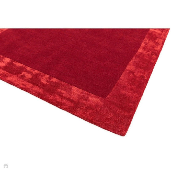 Ascot Modern Plain Hand-Woven Wool Centred Loop Pile Metallic Shimmer Wide Viscose Border Crimson Red/Ruby Red Rug-Asiatic Carpets-Rug Love - The Most Loved Rug Store