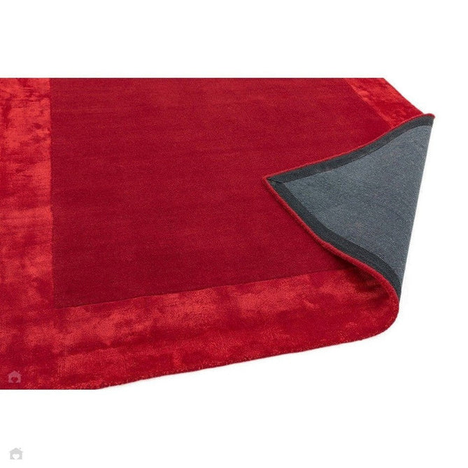 Ascot Modern Plain Hand-Woven Wool Centred Loop Pile Metallic Shimmer Wide Viscose Border Crimson Red/Ruby Red Rug-Asiatic Carpets-Rug Love - The Most Loved Rug Store