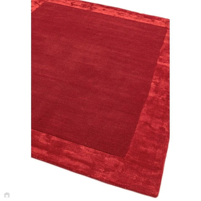 Ascot Modern Plain Hand-Woven Wool Centred Loop Pile Metallic Shimmer Wide Viscose Border Crimson Red/Ruby Red Rug-Asiatic Carpets-Rug Love - The Most Loved Rug Store