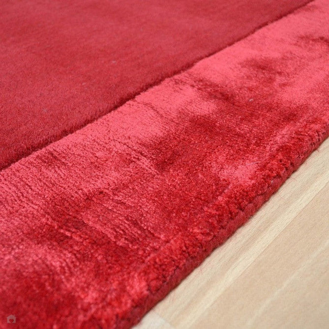 Ascot Modern Plain Hand-Woven Wool Centred Loop Pile Metallic Shimmer Wide Viscose Border Crimson Red/Ruby Red Rug-Asiatic Carpets-Rug Love - The Most Loved Rug Store