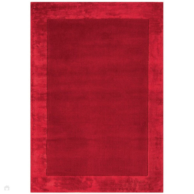 Ascot Modern Plain Hand-Woven Wool Centred Loop Pile Metallic Shimmer Wide Viscose Border Crimson Red/Ruby Red Rug-Asiatic Carpets-Rug Love - The Most Loved Rug Store
