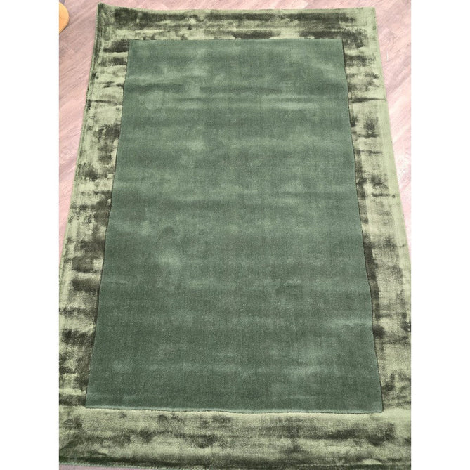 Ascot Modern Plain Hand-Woven Wool Centred Loop Pile Metallic Shimmer Wide Viscose Border Deep Forest Green/Emerald Green Rug-Asiatic Carpets-Rug Love - The Most Loved Rug Store