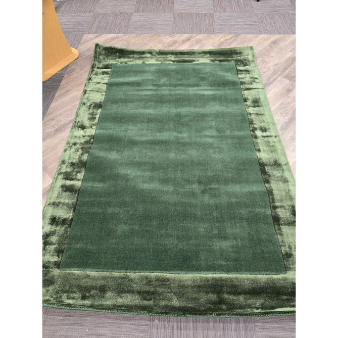 Ascot Modern Plain Hand-Woven Wool Centred Loop Pile Metallic Shimmer Wide Viscose Border Deep Forest Green/Emerald Green Rug-Asiatic Carpets-Rug Love - The Most Loved Rug Store