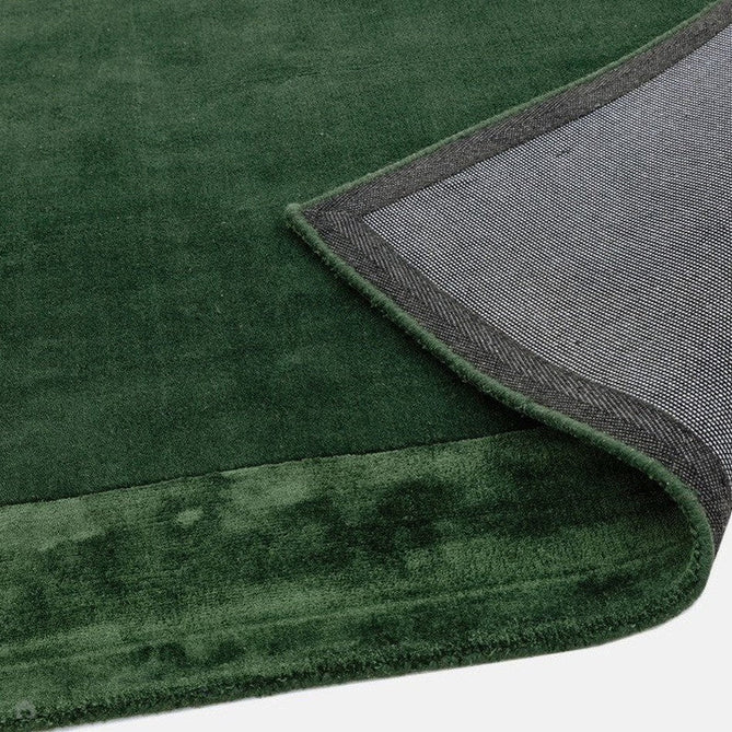 Ascot Modern Plain Hand-Woven Wool Centred Loop Pile Metallic Shimmer Wide Viscose Border Deep Forest Green/Emerald Green Rug-Asiatic Carpets-Rug Love - The Most Loved Rug Store