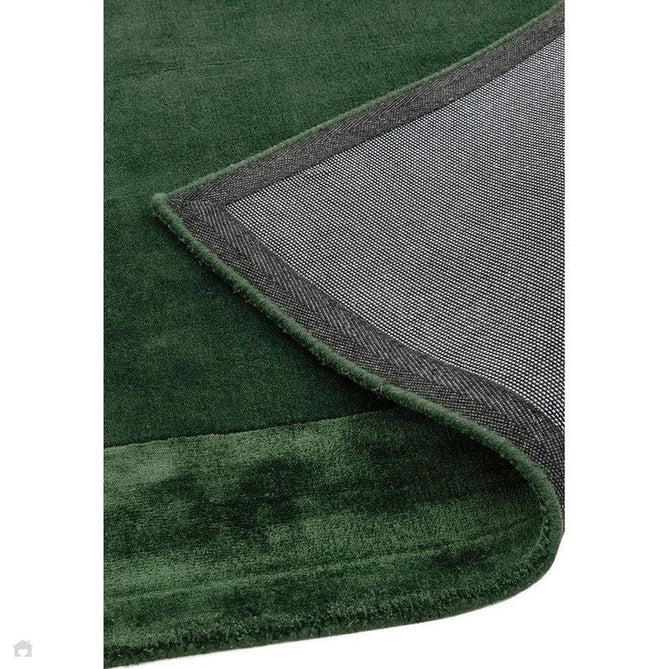 Ascot Modern Plain Hand-Woven Wool Centred Loop Pile Metallic Shimmer Wide Viscose Border Deep Forest Green/Emerald Green Rug-Asiatic Carpets-Rug Love - The Most Loved Rug Store