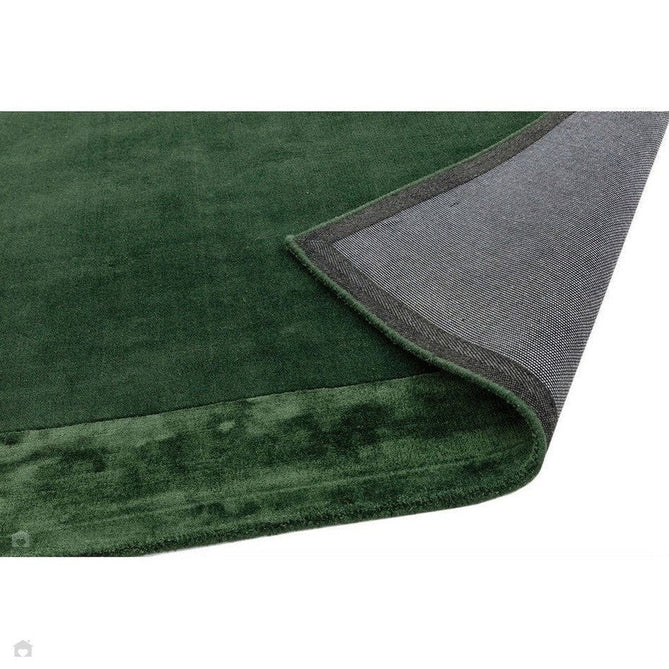 Ascot Modern Plain Hand-Woven Wool Centred Loop Pile Metallic Shimmer Wide Viscose Border Deep Forest Green/Emerald Green Rug-Asiatic Carpets-Rug Love - The Most Loved Rug Store