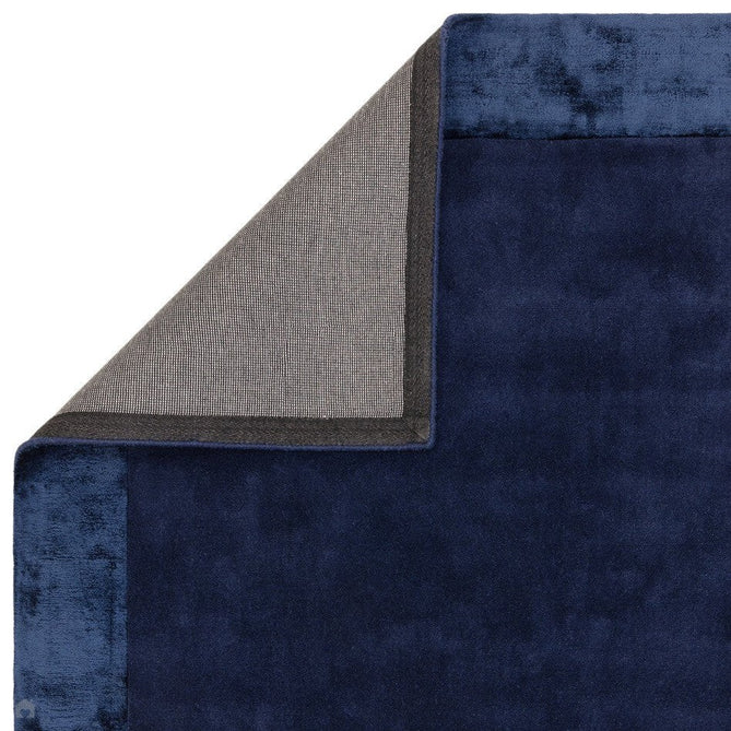 Ascot Modern Plain Hand-Woven Wool Centred Loop Pile Metallic Shimmer Wide Viscose Border Deep Navy Blue/Midnight Blue Rug-Asiatic Carpets-Rug Love - The Most Loved Rug Store