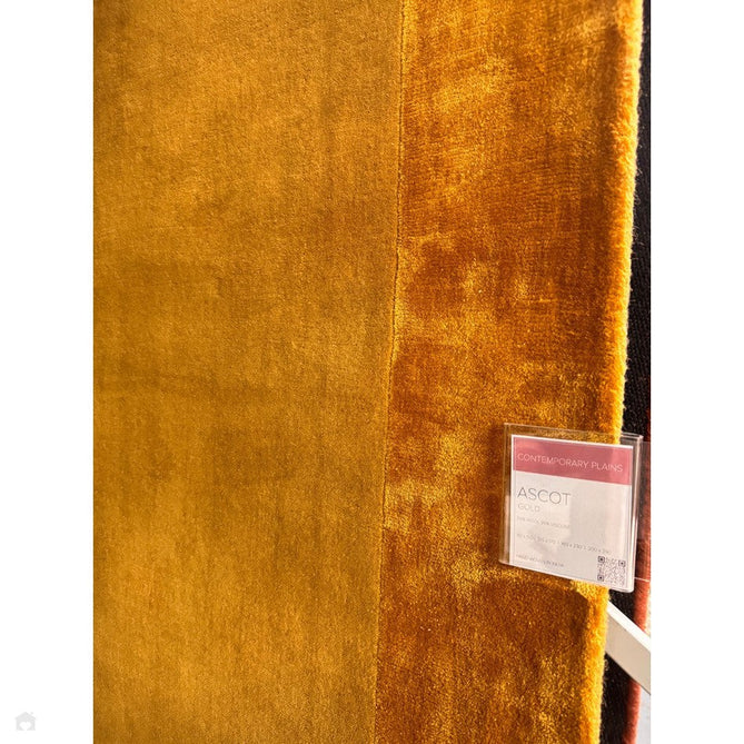 Ascot Modern Plain Hand-Woven Wool Centred Loop Pile Metallic Shimmer Wide Viscose Border Golden Ochre/Antique Gold Rug-Asiatic Carpets-Rug Love - The Most Loved Rug Store