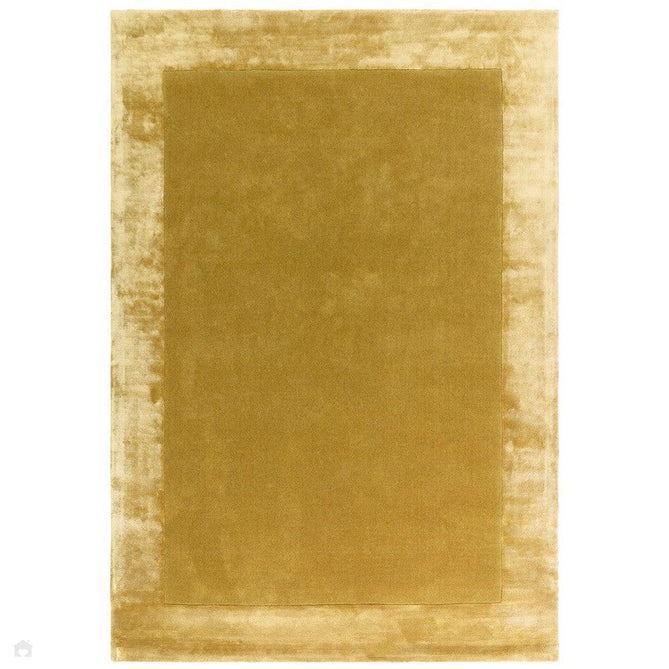 Ascot Modern Plain Hand-Woven Wool Centred Loop Pile Metallic Shimmer Wide Viscose Border Golden Ochre/Antique Gold Rug-Asiatic Carpets-Rug Love - The Most Loved Rug Store