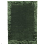 Ascot Modern Plain Hand-Woven Wool Centred Loop Pile Metallic Shimmer Wide Viscose Border Green Rug