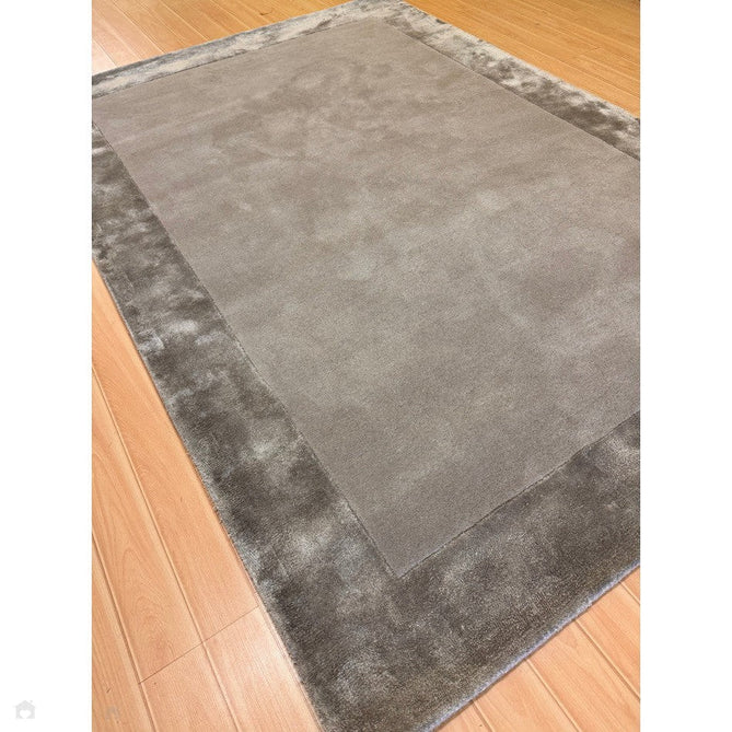 Ascot Modern Plain Hand-Woven Wool Centred Loop Pile Metallic Shimmer Wide Viscose Border Pale Silver Grey/Platinum Grey Rug-Asiatic Carpets-Rug Love - The Most Loved Rug Store