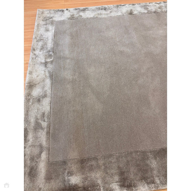 Ascot Modern Plain Hand-Woven Wool Centred Loop Pile Metallic Shimmer Wide Viscose Border Pale Silver Grey/Platinum Grey Rug-Asiatic Carpets-Rug Love - The Most Loved Rug Store