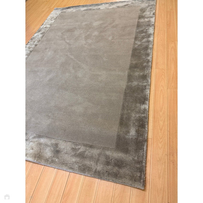 Ascot Modern Plain Hand-Woven Wool Centred Loop Pile Metallic Shimmer Wide Viscose Border Pale Silver Grey/Platinum Grey Rug-Asiatic Carpets-Rug Love - The Most Loved Rug Store
