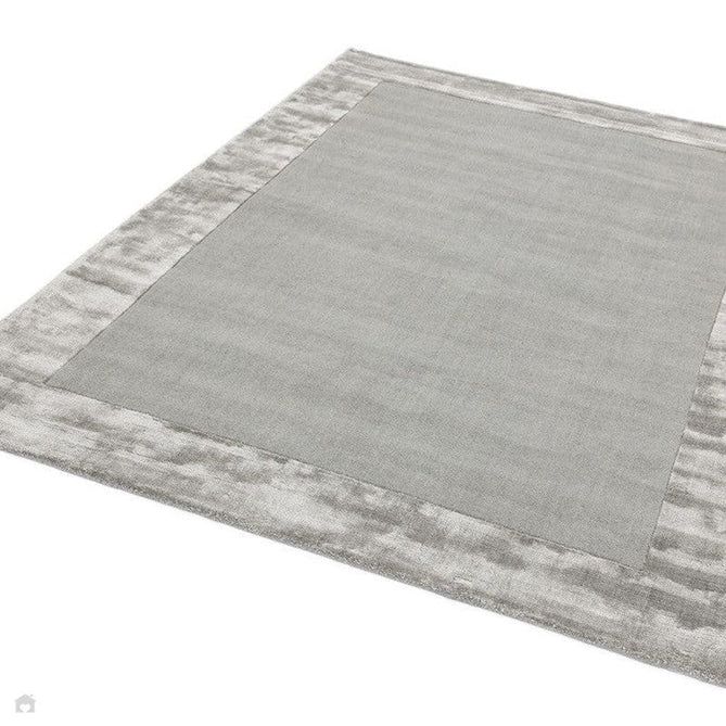 Ascot Modern Plain Hand-Woven Wool Centred Loop Pile Metallic Shimmer Wide Viscose Border Pale Silver Grey/Platinum Grey Rug-Asiatic Carpets-Rug Love - The Most Loved Rug Store