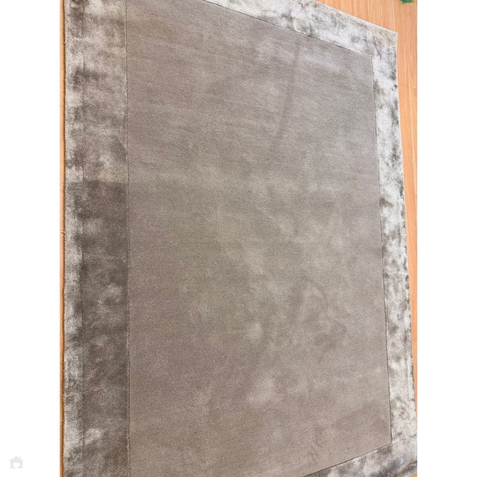 Ascot Modern Plain Hand-Woven Wool Centred Loop Pile Metallic Shimmer Wide Viscose Border Pale Silver Grey/Platinum Grey Rug-Asiatic Carpets-Rug Love - The Most Loved Rug Store