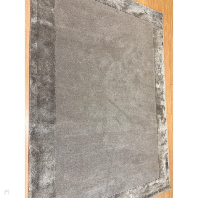 Ascot Modern Plain Hand-Woven Wool Centred Loop Pile Metallic Shimmer Wide Viscose Border Pale Silver Grey/Platinum Grey Rug-Asiatic Carpets-Rug Love - The Most Loved Rug Store