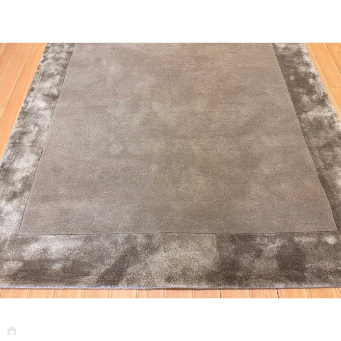 Ascot Modern Plain Hand-Woven Wool Centred Loop Pile Metallic Shimmer Wide Viscose Border Pale Silver Grey/Platinum Grey Rug-Asiatic Carpets-Rug Love - The Most Loved Rug Store