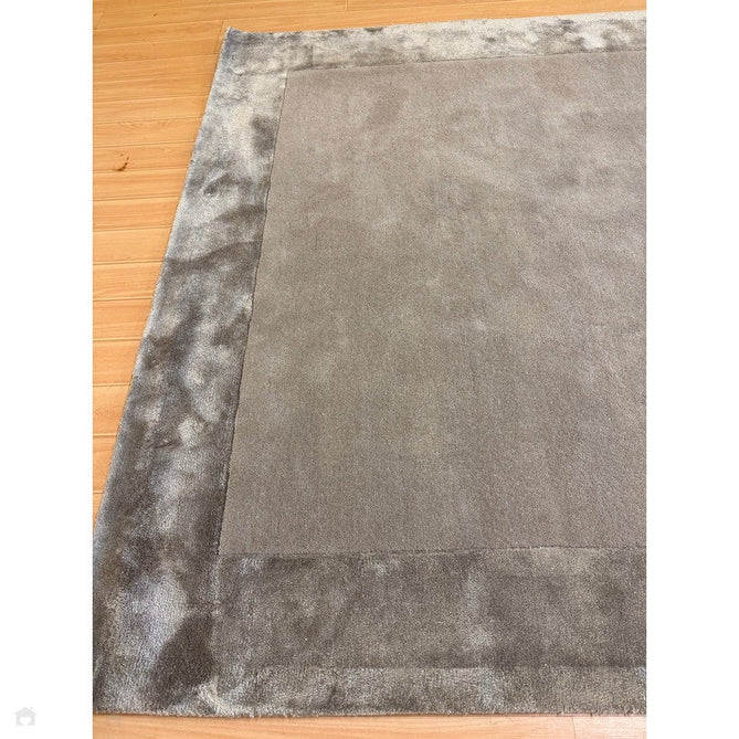 Ascot Modern Plain Hand-Woven Wool Centred Loop Pile Metallic Shimmer Wide Viscose Border Pale Silver Grey/Platinum Grey Rug-Asiatic Carpets-Rug Love - The Most Loved Rug Store
