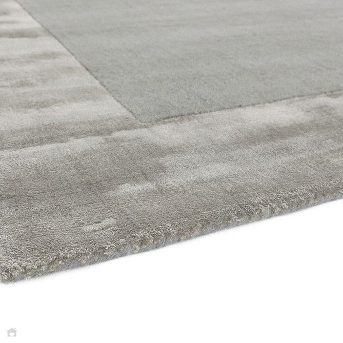 Ascot Modern Plain Hand-Woven Wool Centred Loop Pile Metallic Shimmer Wide Viscose Border Pale Silver Grey/Platinum Grey Rug-Asiatic Carpets-Rug Love - The Most Loved Rug Store