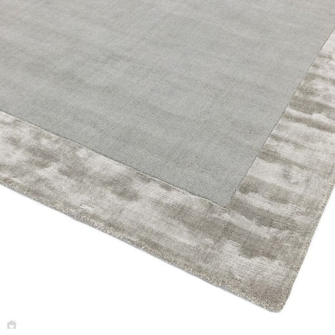 Ascot Modern Plain Hand-Woven Wool Centred Loop Pile Metallic Shimmer Wide Viscose Border Pale Silver Grey/Platinum Grey Rug-Asiatic Carpets-Rug Love - The Most Loved Rug Store