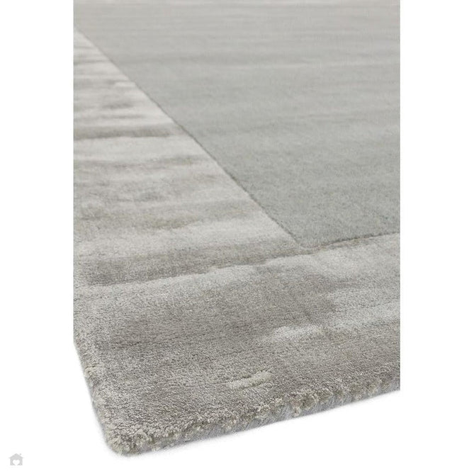 Ascot Modern Plain Hand-Woven Wool Centred Loop Pile Metallic Shimmer Wide Viscose Border Pale Silver Grey/Platinum Grey Rug-Asiatic Carpets-Rug Love - The Most Loved Rug Store