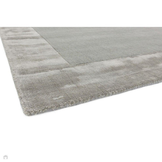 Ascot Modern Plain Hand-Woven Wool Centred Loop Pile Metallic Shimmer Wide Viscose Border Pale Silver Grey/Platinum Grey Rug-Asiatic Carpets-Rug Love - The Most Loved Rug Store