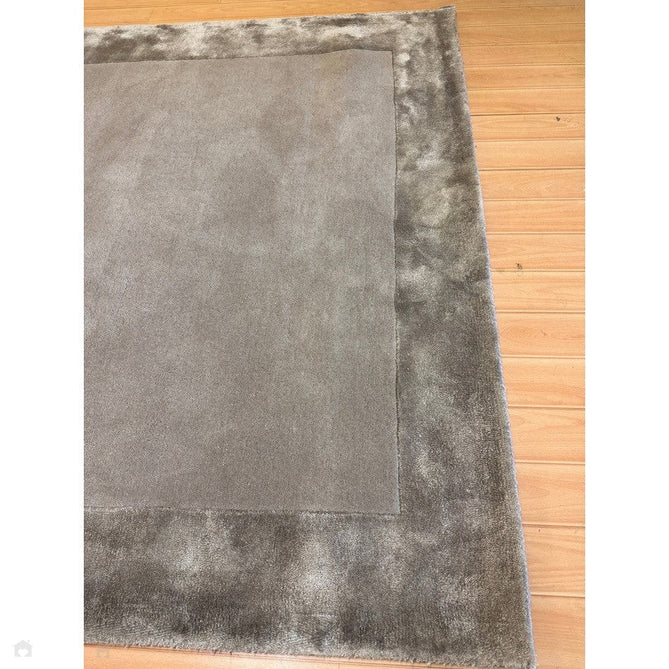 Ascot Modern Plain Hand-Woven Wool Centred Loop Pile Metallic Shimmer Wide Viscose Border Pale Silver Grey/Platinum Grey Rug-Asiatic Carpets-Rug Love - The Most Loved Rug Store