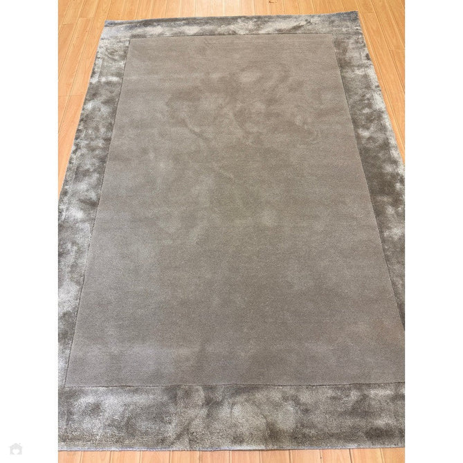 Ascot Modern Plain Hand-Woven Wool Centred Loop Pile Metallic Shimmer Wide Viscose Border Pale Silver Grey/Platinum Grey Rug-Asiatic Carpets-Rug Love - The Most Loved Rug Store