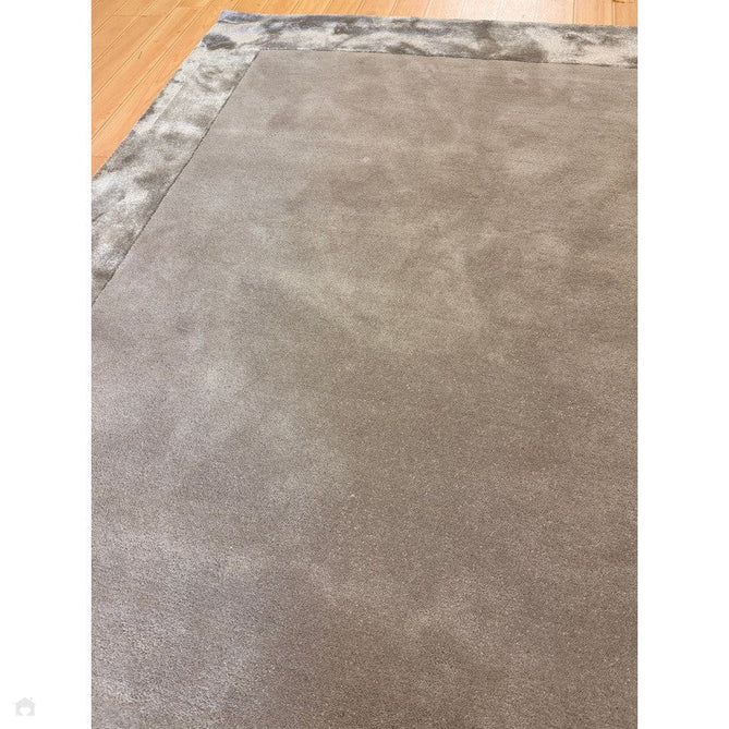 Ascot Modern Plain Hand-Woven Wool Centred Loop Pile Metallic Shimmer Wide Viscose Border Pale Silver Grey/Platinum Grey Rug-Asiatic Carpets-Rug Love - The Most Loved Rug Store