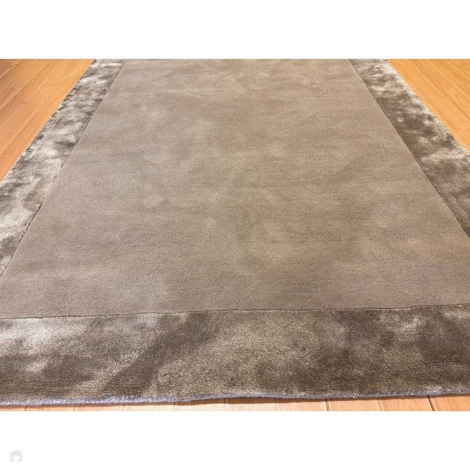 Ascot Modern Plain Hand-Woven Wool Centred Loop Pile Metallic Shimmer Wide Viscose Border Pale Silver Grey/Platinum Grey Rug-Asiatic Carpets-Rug Love - The Most Loved Rug Store