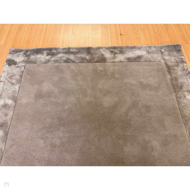 Ascot Modern Plain Hand-Woven Wool Centred Loop Pile Metallic Shimmer Wide Viscose Border Pale Silver Grey/Platinum Grey Rug-Asiatic Carpets-Rug Love - The Most Loved Rug Store