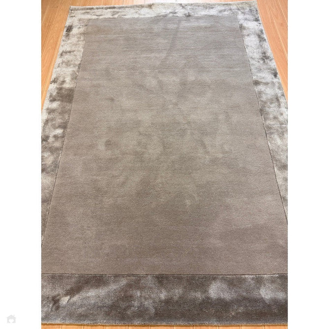 Ascot Modern Plain Hand-Woven Wool Centred Loop Pile Metallic Shimmer Wide Viscose Border Pale Silver Grey/Platinum Grey Rug-Asiatic Carpets-Rug Love - The Most Loved Rug Store