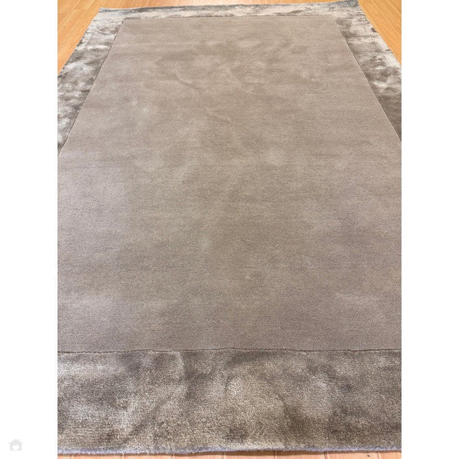 Ascot Modern Plain Hand-Woven Wool Centred Loop Pile Metallic Shimmer Wide Viscose Border Pale Silver Grey/Platinum Grey Rug-Asiatic Carpets-Rug Love - The Most Loved Rug Store