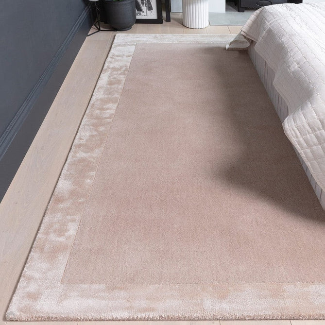 Ascot Modern Plain Hand-Woven Wool Centred Loop Pile Metallic Shimmer Wide Viscose Border Putty Beige/Champagne Rug-Asiatic Carpets-Rug Love - The Most Loved Rug Store