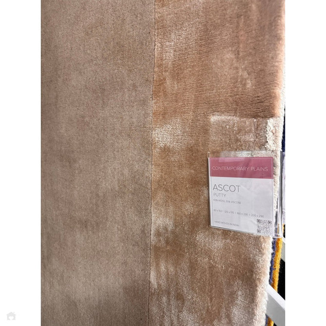 Ascot Modern Plain Hand-Woven Wool Centred Loop Pile Metallic Shimmer Wide Viscose Border Putty Beige/Champagne Rug-Asiatic Carpets-Rug Love - The Most Loved Rug Store
