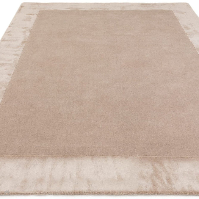 Ascot Modern Plain Hand-Woven Wool Centred Loop Pile Metallic Shimmer Wide Viscose Border Putty Beige/Champagne Rug-Asiatic Carpets-Rug Love - The Most Loved Rug Store