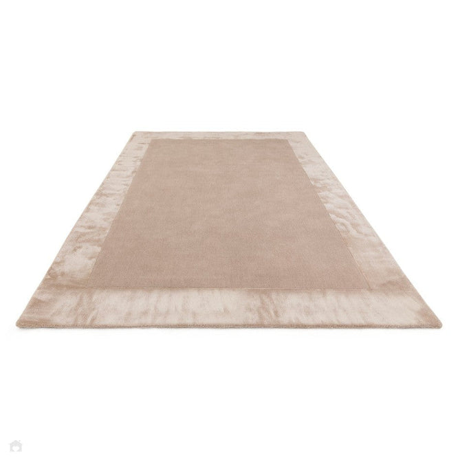 Ascot Modern Plain Hand-Woven Wool Centred Loop Pile Metallic Shimmer Wide Viscose Border Putty Beige/Champagne Rug-Asiatic Carpets-Rug Love - The Most Loved Rug Store