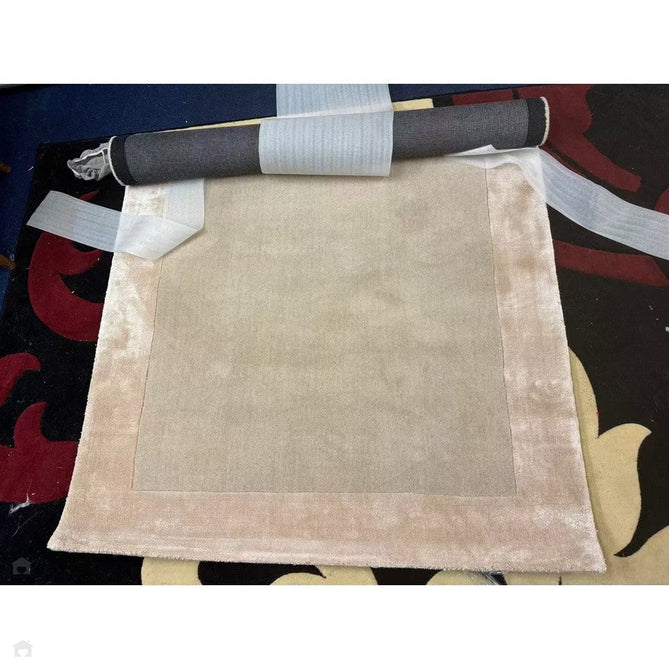 Ascot Modern Plain Hand-Woven Wool Centred Loop Pile Metallic Shimmer Wide Viscose Border Putty Beige/Champagne Rug-Asiatic Carpets-Rug Love - The Most Loved Rug Store