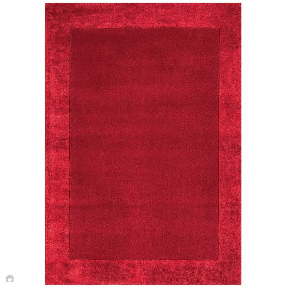 Large Red Loop Wool Rug On Sale Ascot Modern Plain Hand-Woven Wool Centred Loop Pile Metallic ...