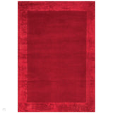 Ascot Modern Plain Hand-Woven Wool Centred Loop Pile Metallic Shimmer Wide Viscose Border Red Rug