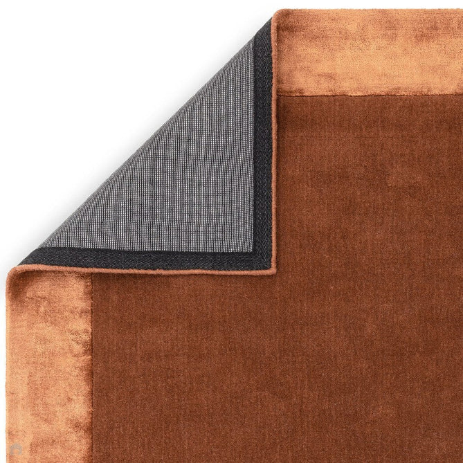 Ascot Modern Plain Hand-Woven Wool Centred Loop Pile Metallic Shimmer Wide Viscose Border Rust/Copper Rug-Asiatic Carpets-Rug Love - The Most Loved Rug Store