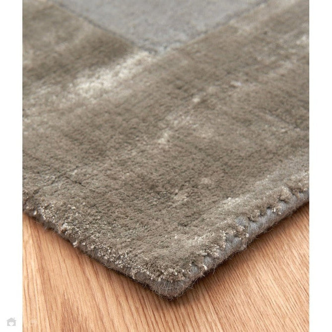 Ascot Modern Plain Hand-Woven Wool Centred Loop Pile Metallic Shimmer Wide Viscose Border Silver Rug-Asiatic Carpets-Rug Love - The Most Loved Rug Store