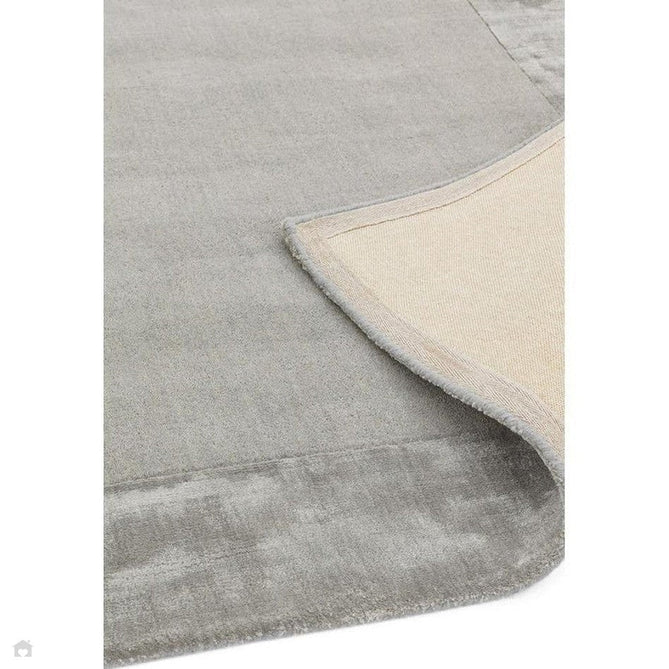Ascot Modern Plain Hand-Woven Wool Centred Loop Pile Metallic Shimmer Wide Viscose Border Silver Rug-Asiatic Carpets-Rug Love - The Most Loved Rug Store